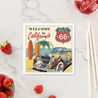 Retro Route 66 "Welkom in Californië" poster, Servet