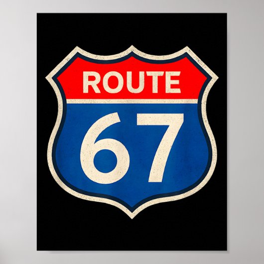 Retro Route 67 Meme Six Seven Aura Energy Number 6 Poster (Voorkant)