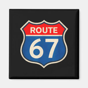 Retro Route 67 Meme Zes Zeven Aura Energie Nummer Magneet