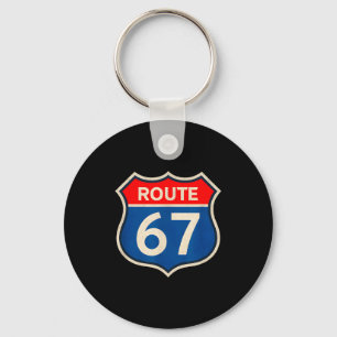 Retro Route 67 Meme Zes Zeven Aura Energie Nummer Sleutelhanger