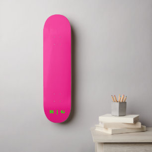 Retro Roze Aangepast monogram Initiaal Neon Groene Skateboard