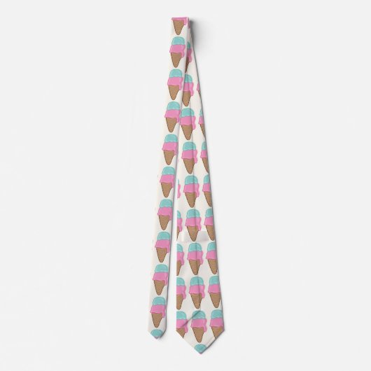 Retro Roze aardbei en Mint Ice-Cream Stropdas (Achterkant)