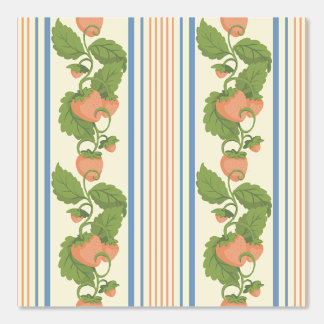 Retro Roze Aardbei Gestreepte Vintage Patroon Behang