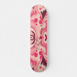 Retro Roze Abstract Bloemenkunst Girly Skateboard