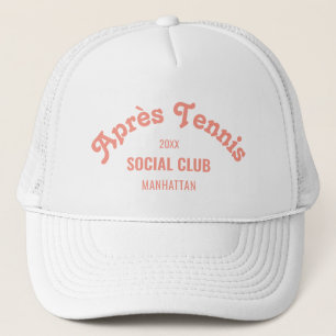 Retro Roze Après Tennis Social Club Maatwerk Wit Trucker Pet
