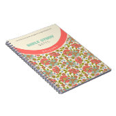 Retro Roze & Aqua Bloemige Gepersonaliseerde Notitieboek (Rechterzijde)