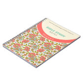 Retro Roze & Aqua Bloemige Gepersonaliseerde Notitieboek (Linkerzijde)