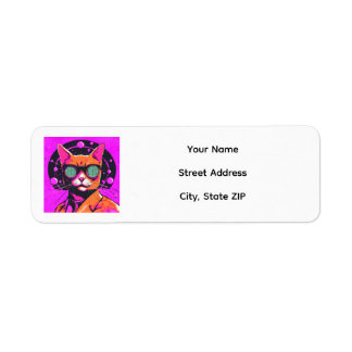 Retro Roze Atomcat Retouradreslabel Etiket