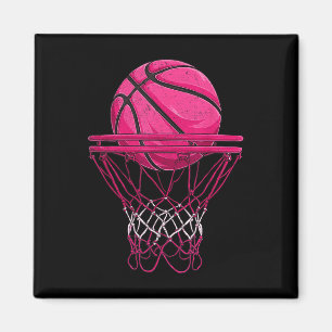 Retro Roze Basketbal Ontwerp Voor Vrouwen Meisjes  Magneet