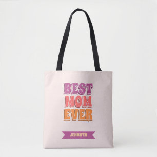 Retro Roze Beste Moeder Ooit Aangepaste Naam Kleur Draagtas