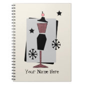 Retro Roze & Black Dress Form Mannequin-laptop Notitieboek (Voorkant)