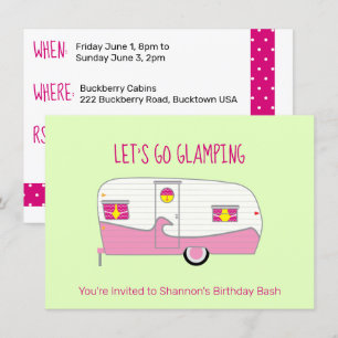 Retro Roze Blikhamer Caravan Glamping Kaart