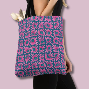 Retro Roze Bloem Blad Print Madeliefje Draagtas