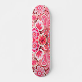 Retro Roze Bloem Waterverf Girly Skateboard