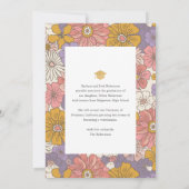 Retro roze bloemboog afstudeeraankondiging kaart (Achterkant)