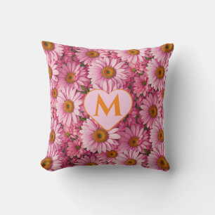 Retro roze bloemen daisy patroon kussen