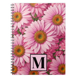 Retro roze bloemen daisy patroon notitieboek