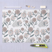 Retro roze bloemen en Abstract zwart puntenpatroon Tissuepapier (Craft)