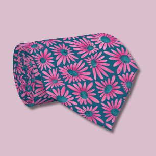 Retro Roze Bloemig Blokprint Margriet Stropdas