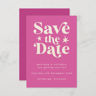 Retro Roze Boho Simple Save the Date Card