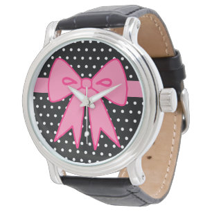 Retro Roze Bow horloge