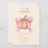 Retro Roze Bow Pompoen Baby shower Kaart (Voorkant)