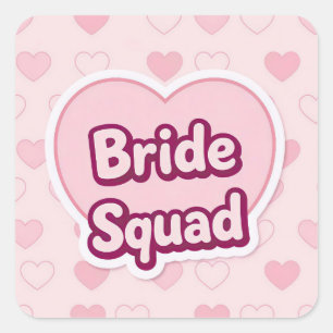 Retro Roze Bruids Team Conversation Heart Sticker