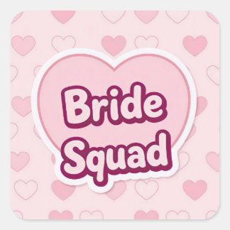 Retro Roze Bruids Team Conversation Heart Sticker