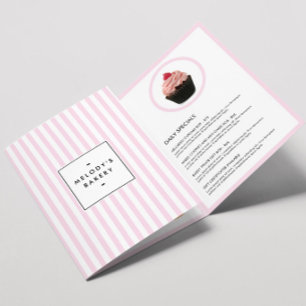 Retro Roze Candidestroken Bakkerij Catering Brochu Drieluik Kaart