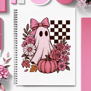 Retro Roze Coquette Geest Meisje met Strik Hallowe Notitieboek