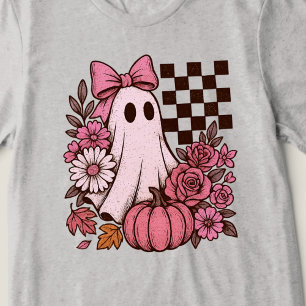 Retro Roze Coquette Geest Meisje met Strik Hallowe Tri-Blend Shirt