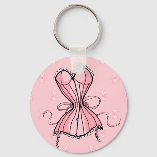 Retro Roze corset Sleutelhanger (Voorkant)
