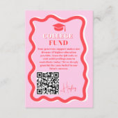 Retro roze curve squiggle wavy fund afstuderen informatiekaartje (Voorkant)