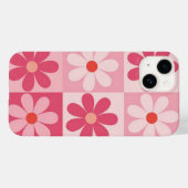 Retro roze Daisy Checkerboard patroon Case-Mate iPhone Case (Achterkant (horizontaal))