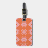 Retro Roze Daisy Print Bagagelabel (Voorkant verticaal)