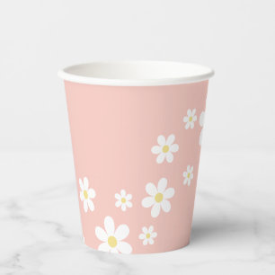 Retro Roze Daisy Verjaardag Papieren Bekers