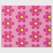 Retro Roze Daisy Wrapping Papier (Vlak)