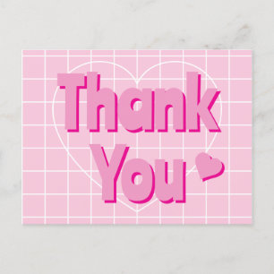 Retro Roze Dank Je Briefkaart
