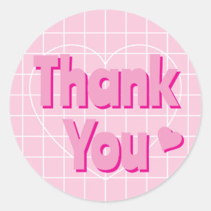Retro Roze Dank Je Ronde Sticker