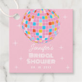 Retro Roze Disco Bal 70s 80s Themade Bruiloftsfees Bedankjes Labels (Voorkant)