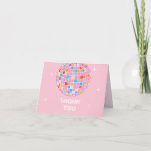 Retro Roze Disco Bal 70s 80s Themapartij voor Brui Bedankkaart