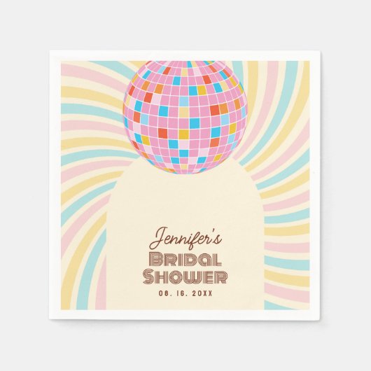 Retro Roze Disco Bal Groovy Boho Bruidsfeest Servet (Voorkant)