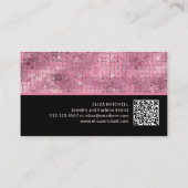 Retro Roze Disco Ball Spiegel | QR-code Visitekaartje (Achterkant)