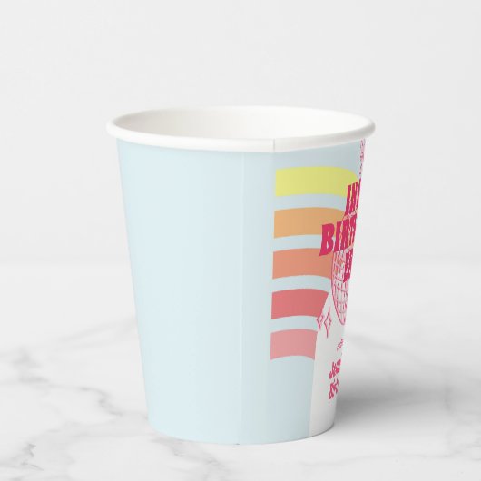 Retro roze discobal in mijn verjaardagsfeestje papieren bekers (Rechts)