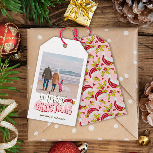 Retro Roze Eenvoudige Foto Feestelijke Vrolijke Ke Cadeaulabel