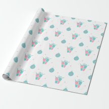 Retro Roze en Aqua cadeaudoos Verpakkingspapier