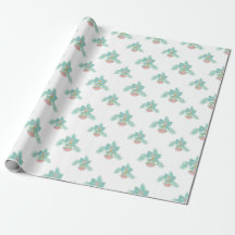 Retro roze en aqua kerstversiering Inpakpapier