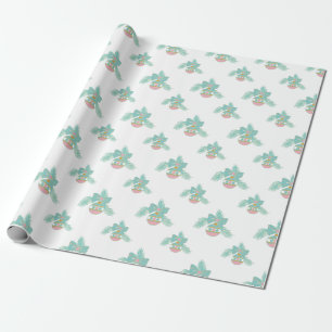 Retro roze en aqua kerstversiering Inpakpapier