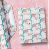 Retro Roze en Aqua Sinterklaas Kerstmis Cadeaupapier