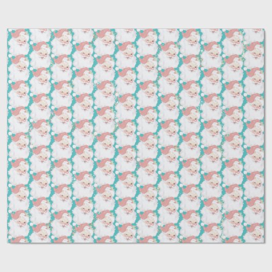 Retro Roze en Aqua Sinterklaas Kerstmis Cadeaupapier (Vlak)